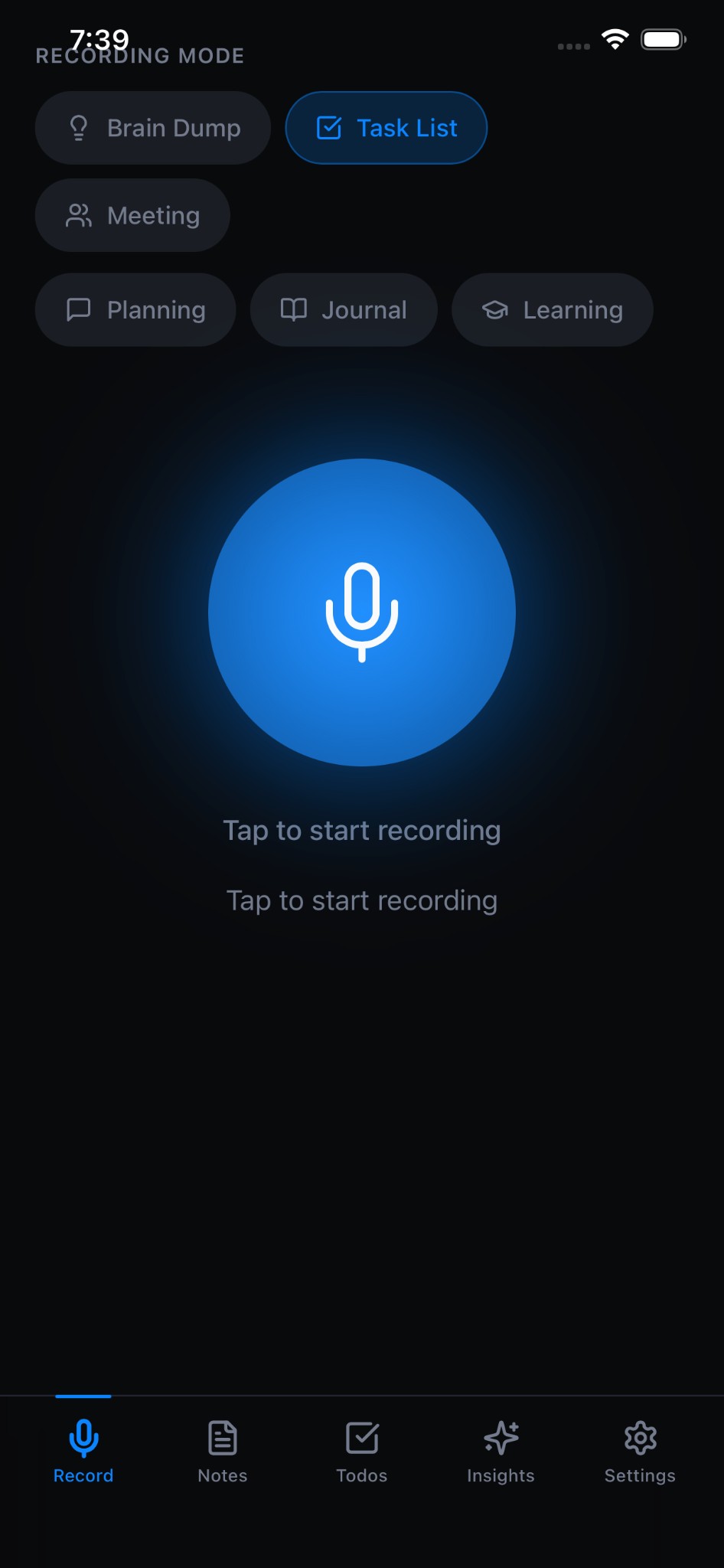 Nolio recording screen